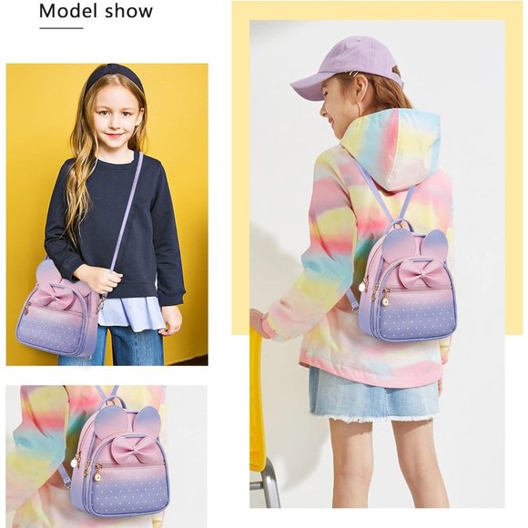 Bowknot Polka Dot Mini Backpack And Convertible Shoulder Bag Purse for Women - Picture 7 of 7